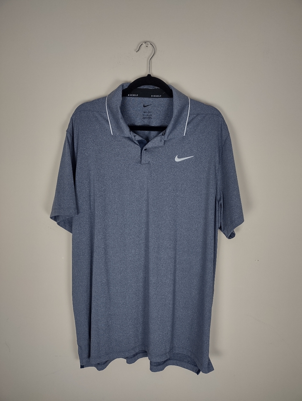 Nike Men’s Heather Slate Blue Polo with White Piping